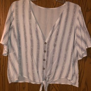White striped top with tie bottom
